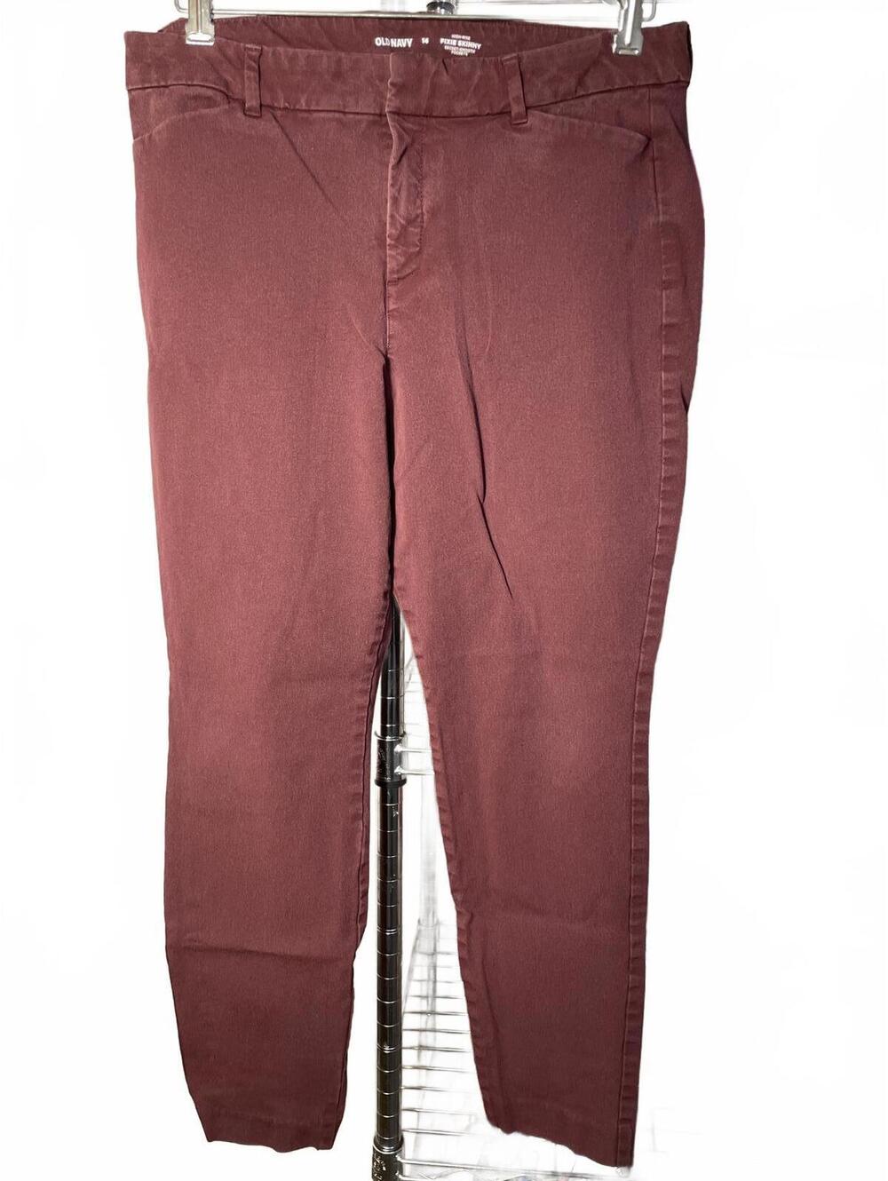Old Navy Dress Pants Women's 14 Burgundy High-Rise Pixie